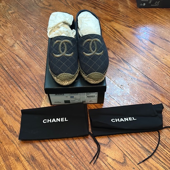 CHANEL Shoes - Chanel Espadrilles Fabric Navy Blue/Green